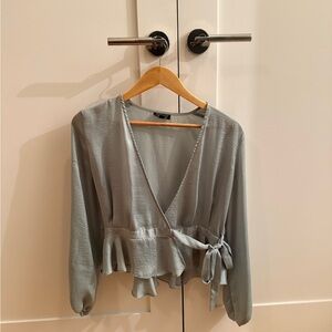 Topshop Mint Wrap Blouse
